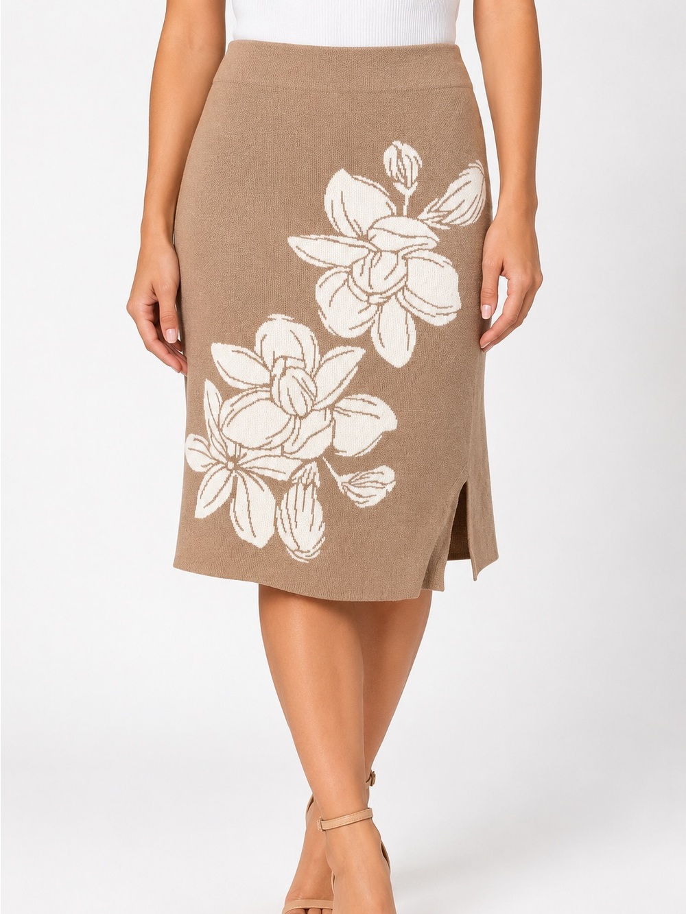 JLUXLABEL NWOT Tan Missy Cable Sweater Skirt